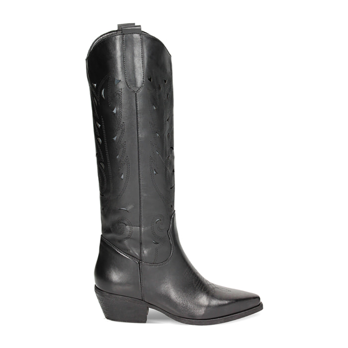 Botas texanas negras de cuero