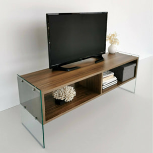 Mobile porta TV Dbennace, Credenza da soggiorno, Armadio basso per TV, Base parete attrezzata, 120x35h45 cm, Noce