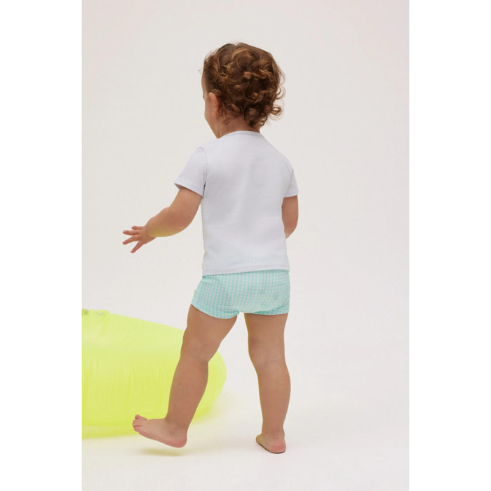 Completo costume boxer e maglietta per neonato a quadretti