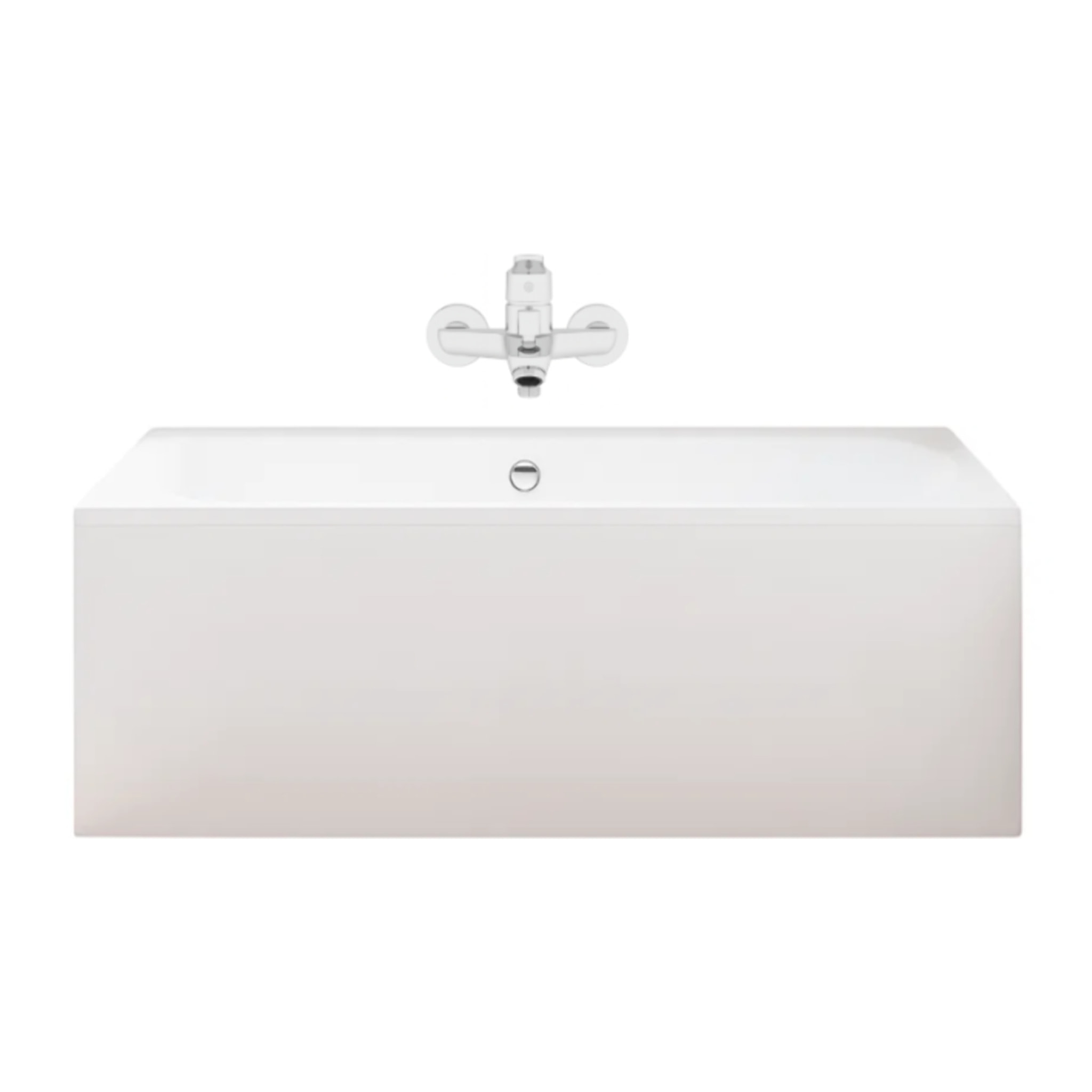 Pack baignoire droite 180 x 80 Elise + tablier en niche + mitigeur bain douche mural Aimé chromé + vidage