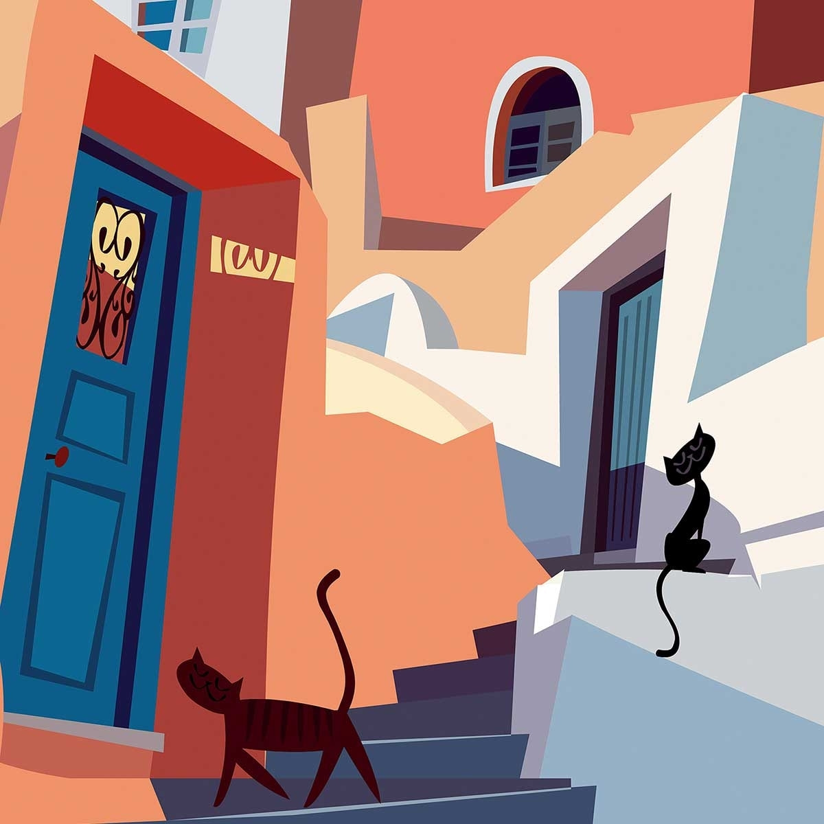 Tableau les chats de santorini Tableau plexiglas