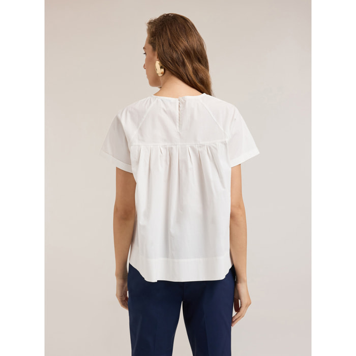 Motivi - Blusa trabajada en popelina - Blanco