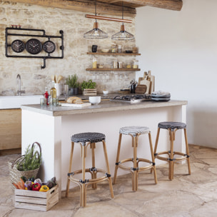 Tabouret de bar "Trecia" en rotin 40x40cm blanc