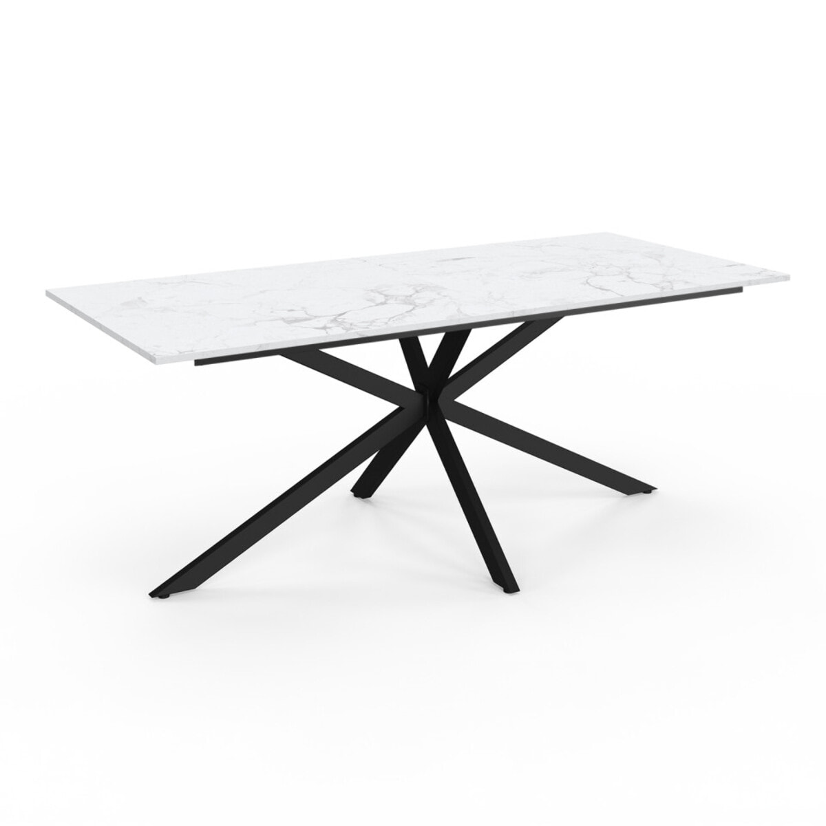 Table à manger extensible Spider 200-240cm effet marbre blanc et noir