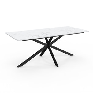 Table à manger extensible Spider 200-240cm effet marbre blanc et noir