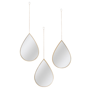 Miroir Deco Goutte Suspendu Dore Sixte X3