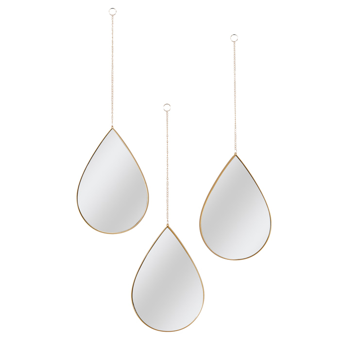 Miroir Deco Goutte Suspendu Dore Sixte X3