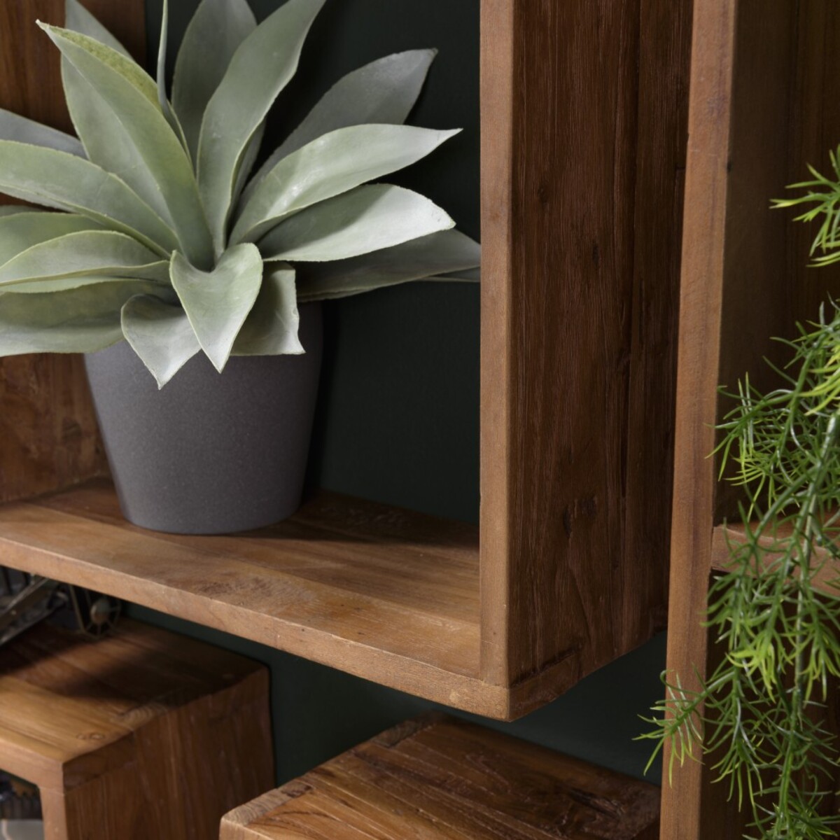 SIXTINE - Étagère murale marron carrée 35x35cm 1 niche bois teck recyclé