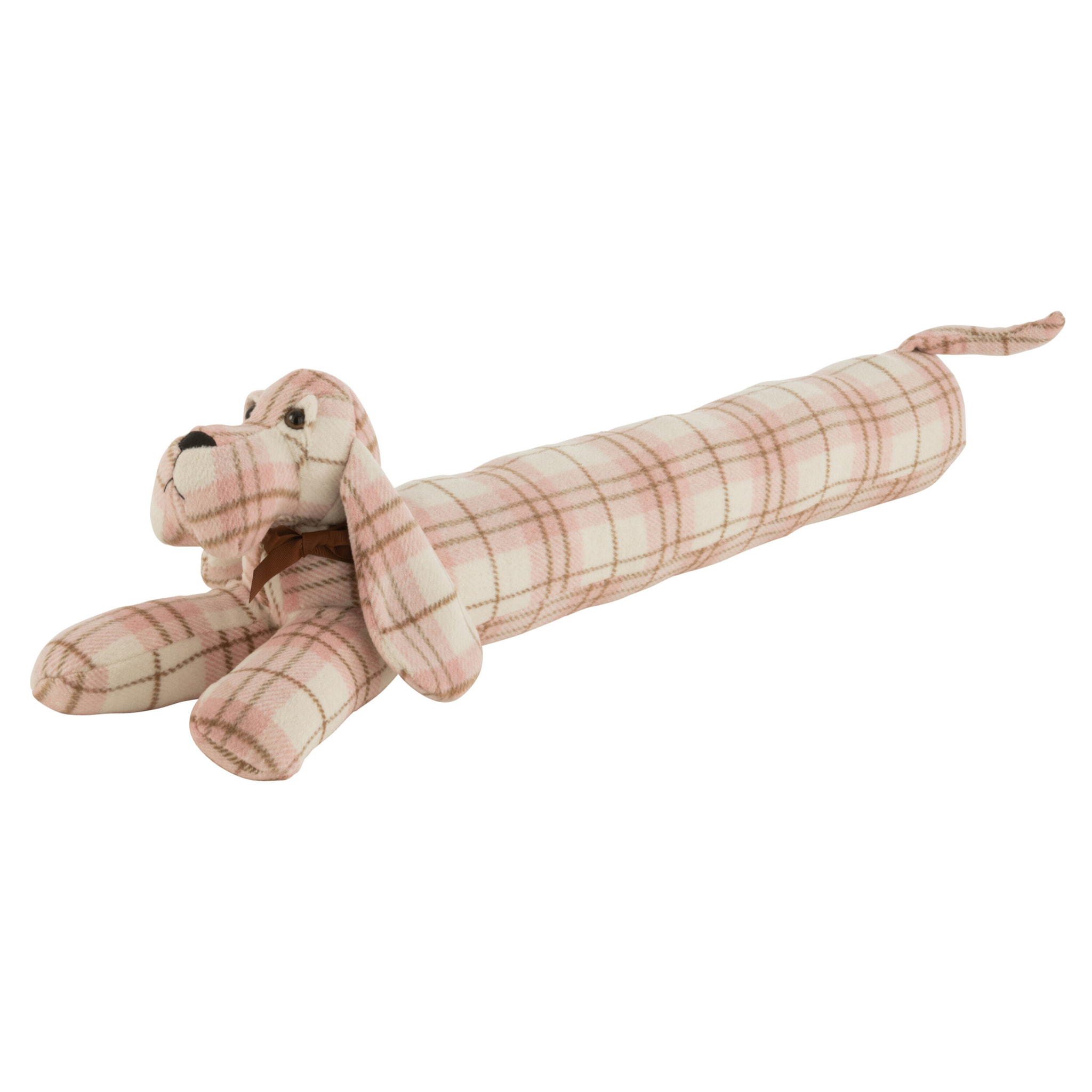 J-Line boudin de porte Chien Carreaux - textile - blanc/rose