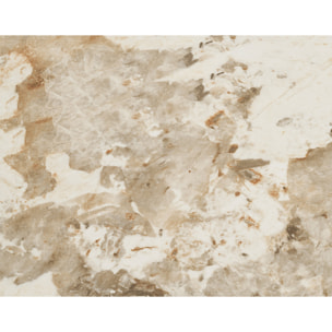 Lysa - table à manger plateau effet marbre et pieds effets bois - 4 personnes - Bois / Blanc