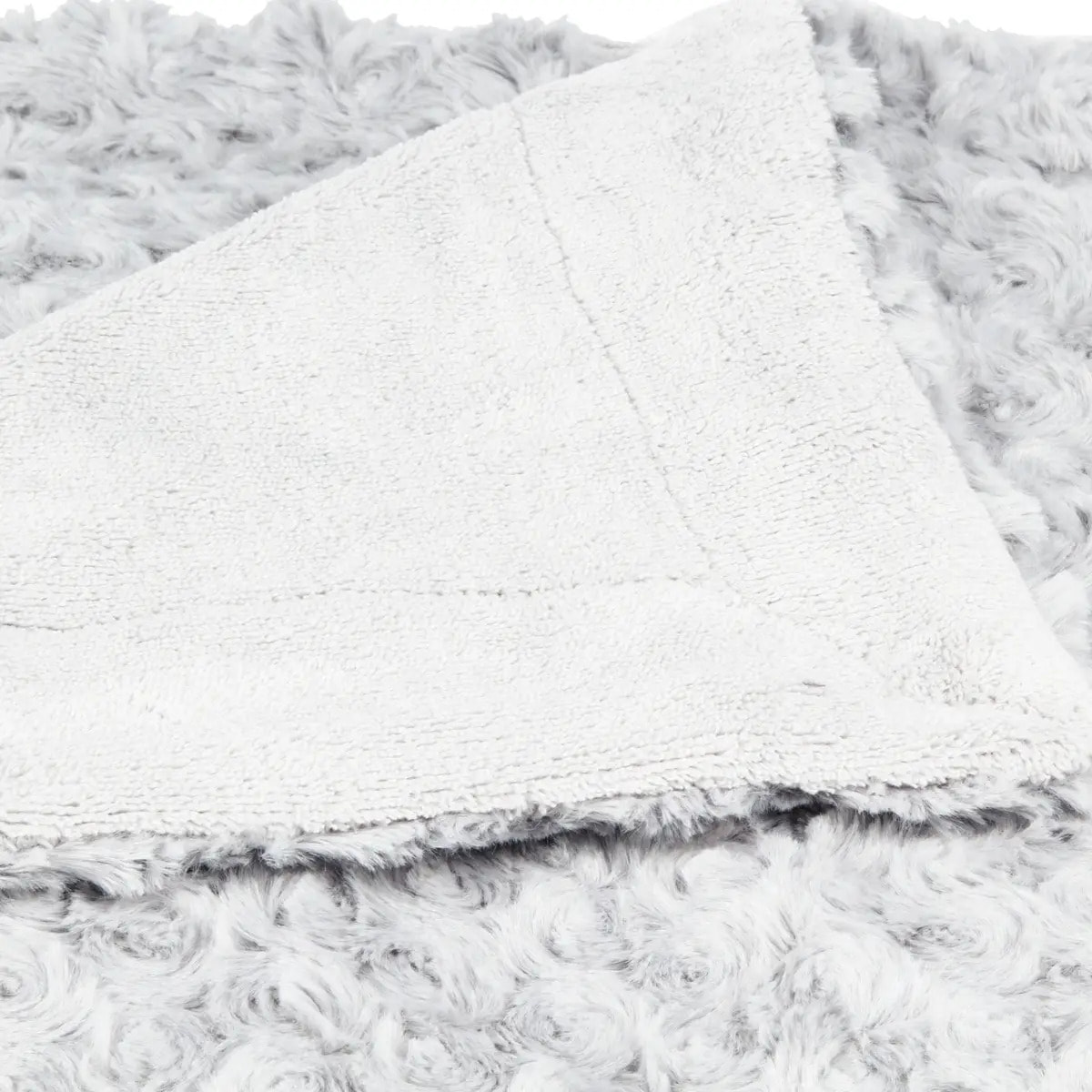 Plaid bouclette fausse fourrure gris 180x230cm