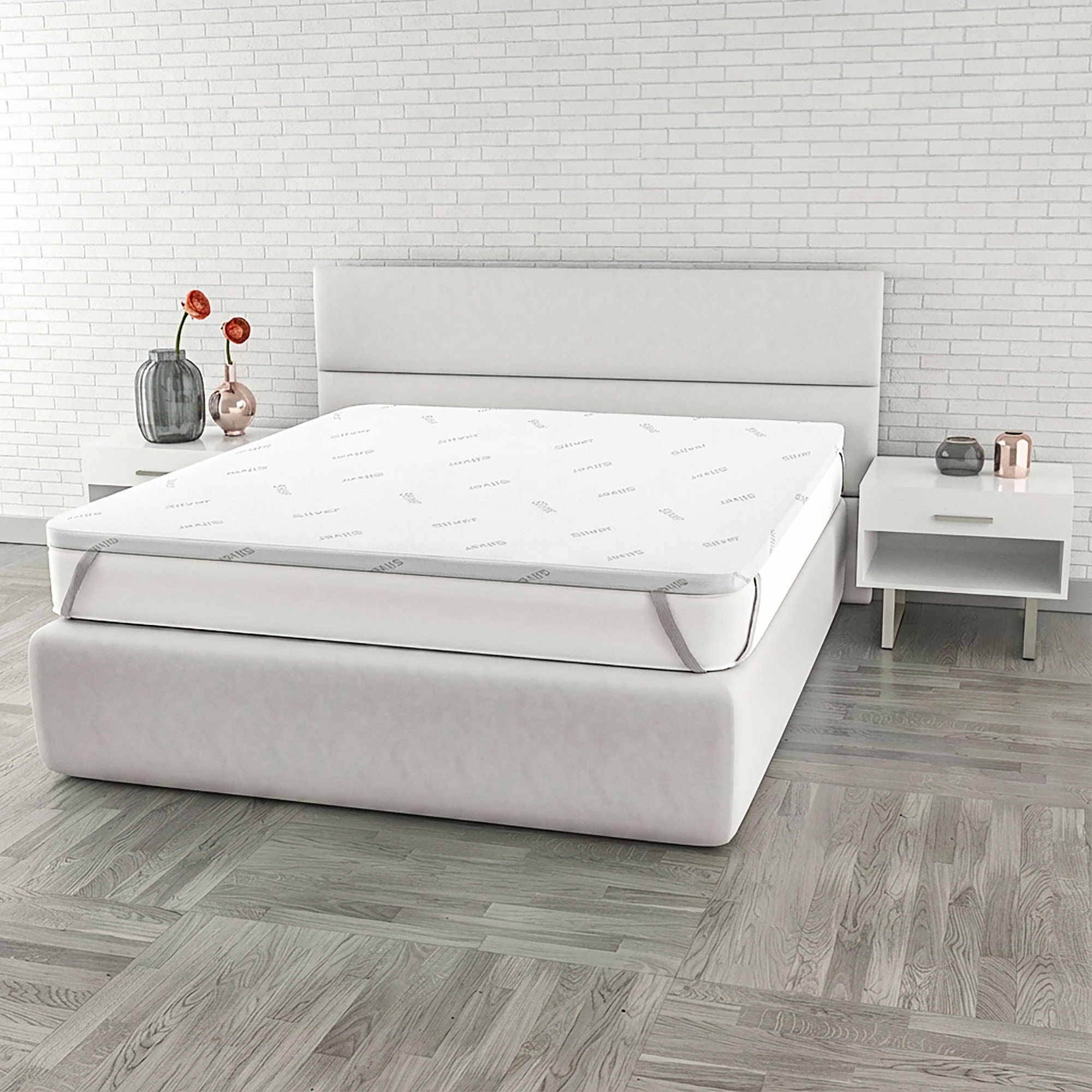 TOPPER MEMORY CON FODERA SILVER - Made in Italy
