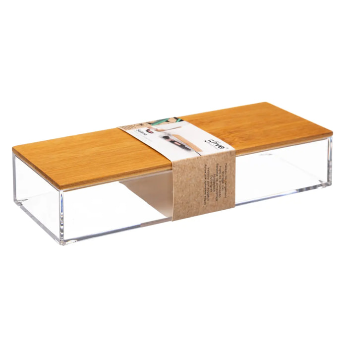 Boîte rectangulaire angulaire "Selena" bambou grand modèle