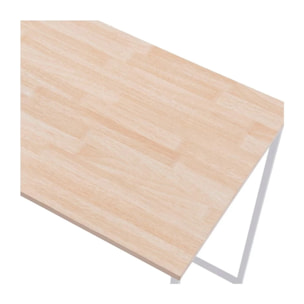 Mesa de escritorio con estructura metálica en blanco y roble salvaje 120x60 cm Mia Roble salvaje - Blanco