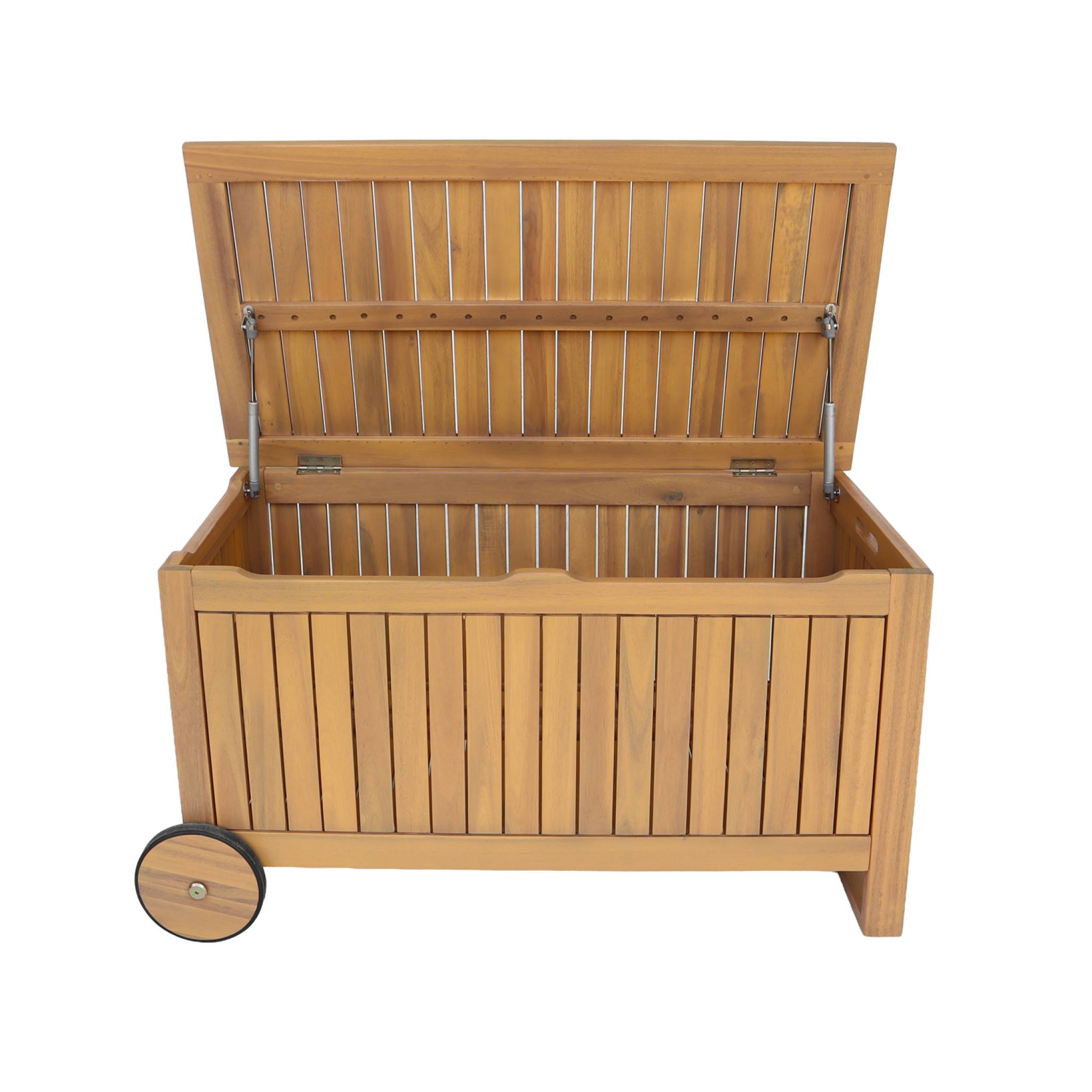 Coffre de jardin bois d'acacia avec roulettes 119L KIVO