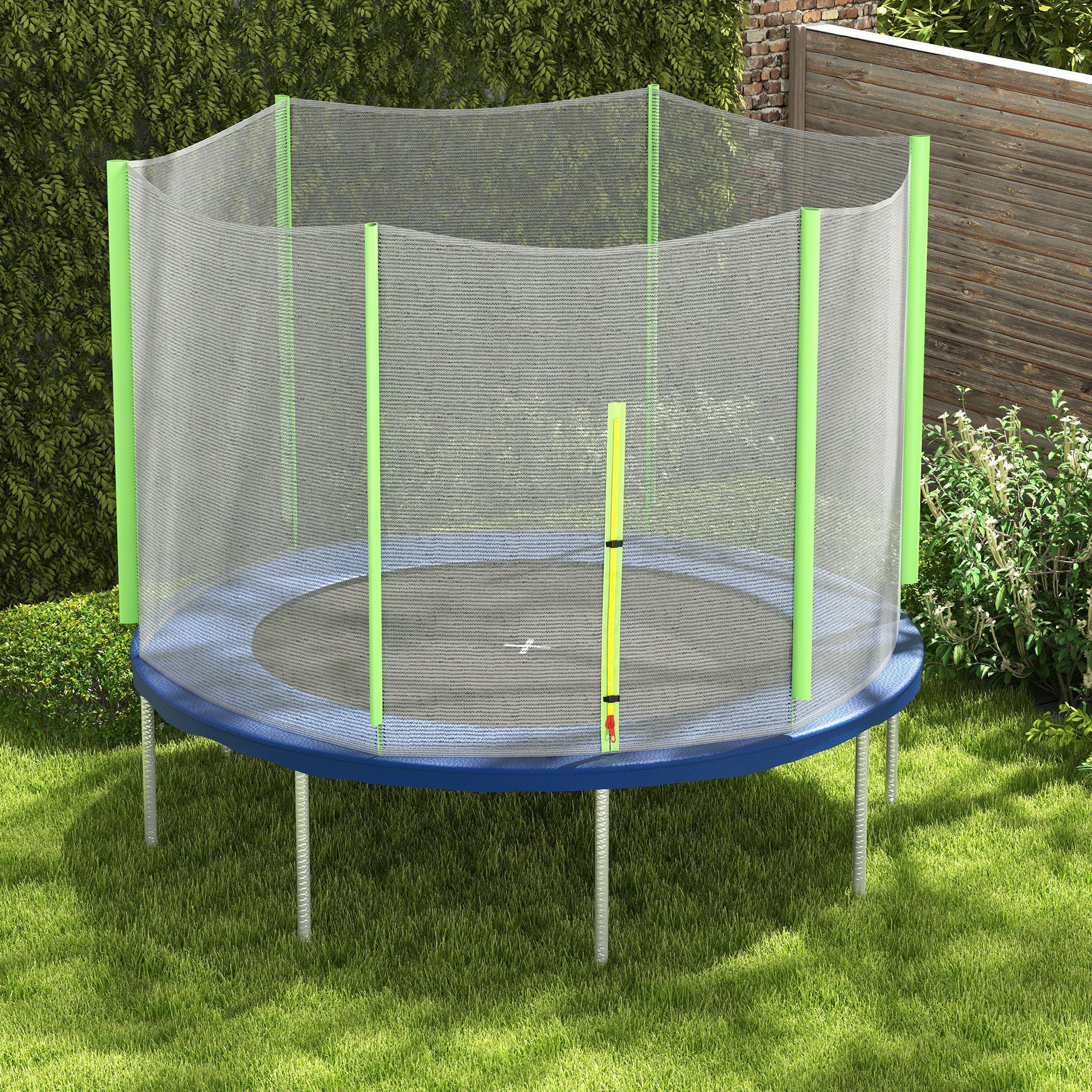 Red de Seguridad para Cama Elástica Ø305 cm Red de Trampolín Redondo para Exterior Protectora para Cama Elástica de 6 Postes Rectos Verde