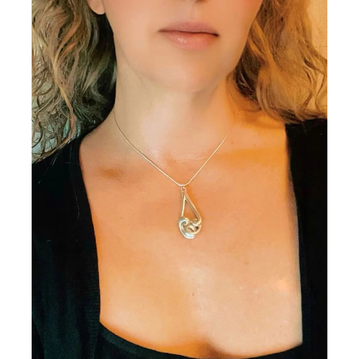 Collar Enlace en plata chapado colgante lágrima 40cm