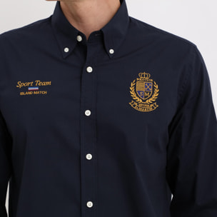 Camicia popeline con ricamo alloro Polo Club St Martin Blu