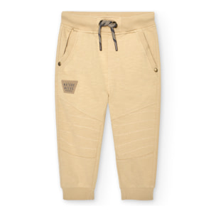 PantalÃ³n liso para niÃ±o en felpa flamÃ© de color beige