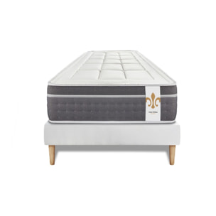 Ensemble Matelas Trente - 30cm - Ressorts ensachés et mémoire de forme - Confort hôtelier - Sommier kit Blanc