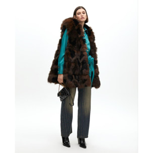 Gilet a pelo lungo con interno stampato