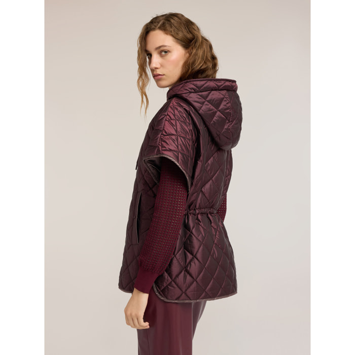 Motivi - Gilet trapuntato con cappuccio e maniche kimono - Marrone
