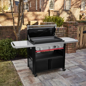 Plancha gaz WEBER black 3 brûleurs sur chariot, 76x46 cm