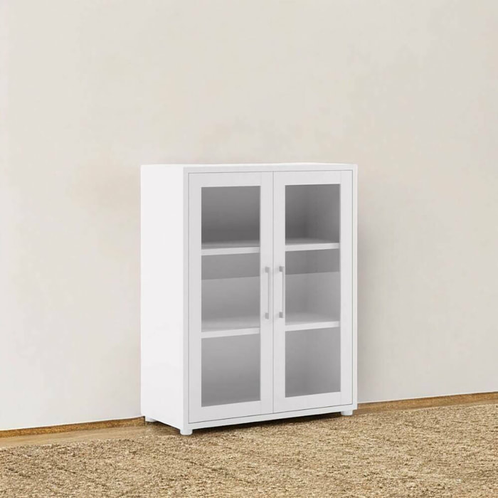 Credenza Ampezzo, Buffet da soggiorno, Madia da salotto, Dispensa da cucina, 89x40 h113 cm, Bianco