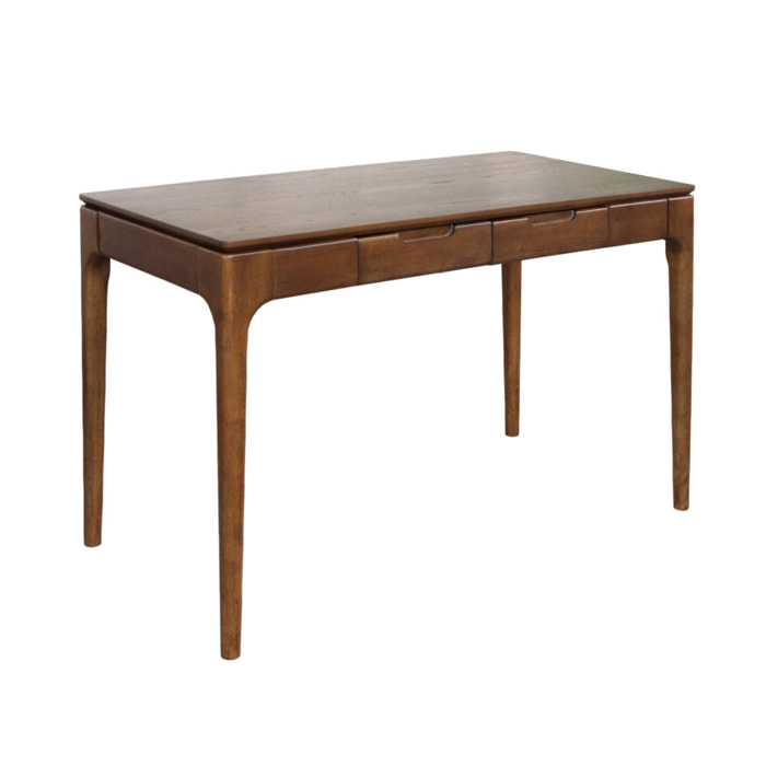 Bureau bois d'hévéa placage frêne 2 tiroirs ALIENOR