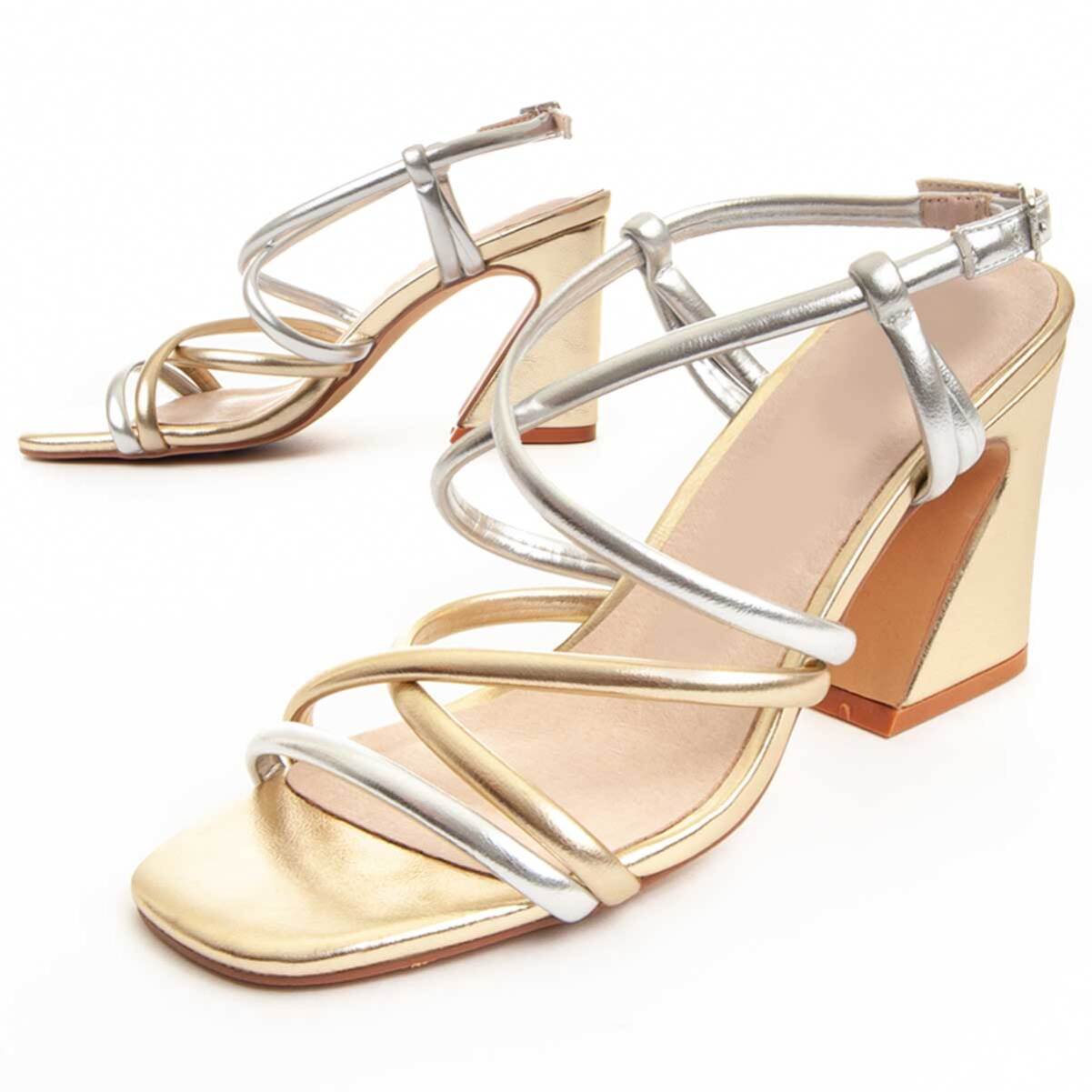 Sandalias de Tacón - Dorado - Altura: 8 cm