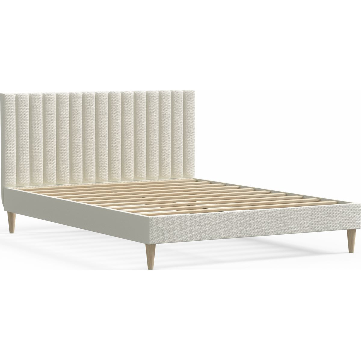 Lit adulte en tissu bouclé avec tête de lit matelassée - ELIOT