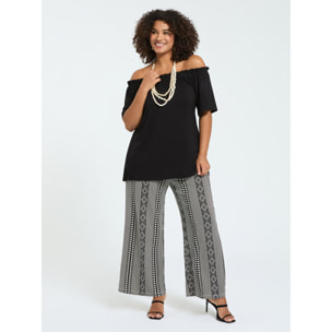 Fiorella Rubino - Camiseta off shoulders en jersey de viscosa - Negro