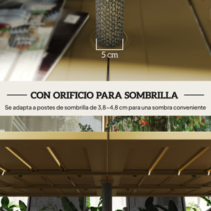 Mesa de Jardín Rectangular Mesa de Terraza Exterior 150x90x73 cm con Patas de Acero Orificio para Sombrilla y Diseño de Listones Carga 70 kg para Terraza Patio Marrón