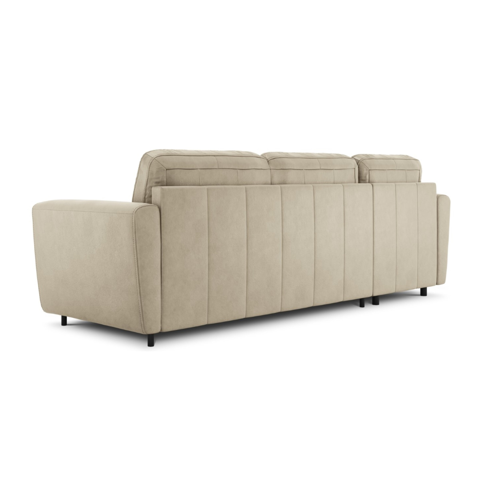 Canapé d'angle gauche convertible "Audra" 4 places en cuir véritable gris clair
