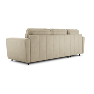 Canapé d'angle gauche convertible "Audra" 4 places en cuir véritable gris clair
