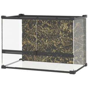 Terrarium verre 48L vivarium boîte à reptiles fermeture sécurisée par rotation noir