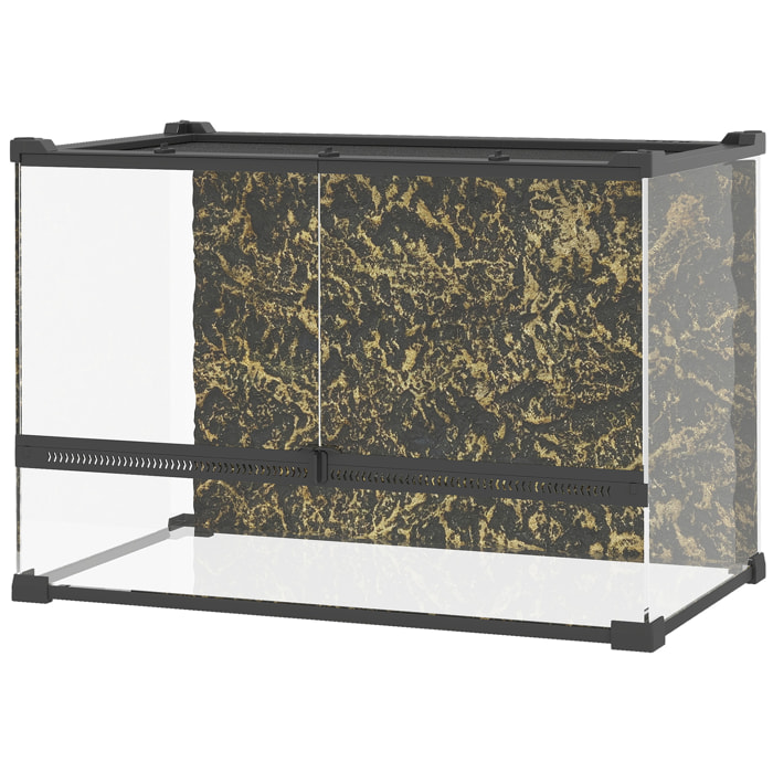 Terrarium verre 48L vivarium boîte à reptiles fermeture sécurisée par rotation noir