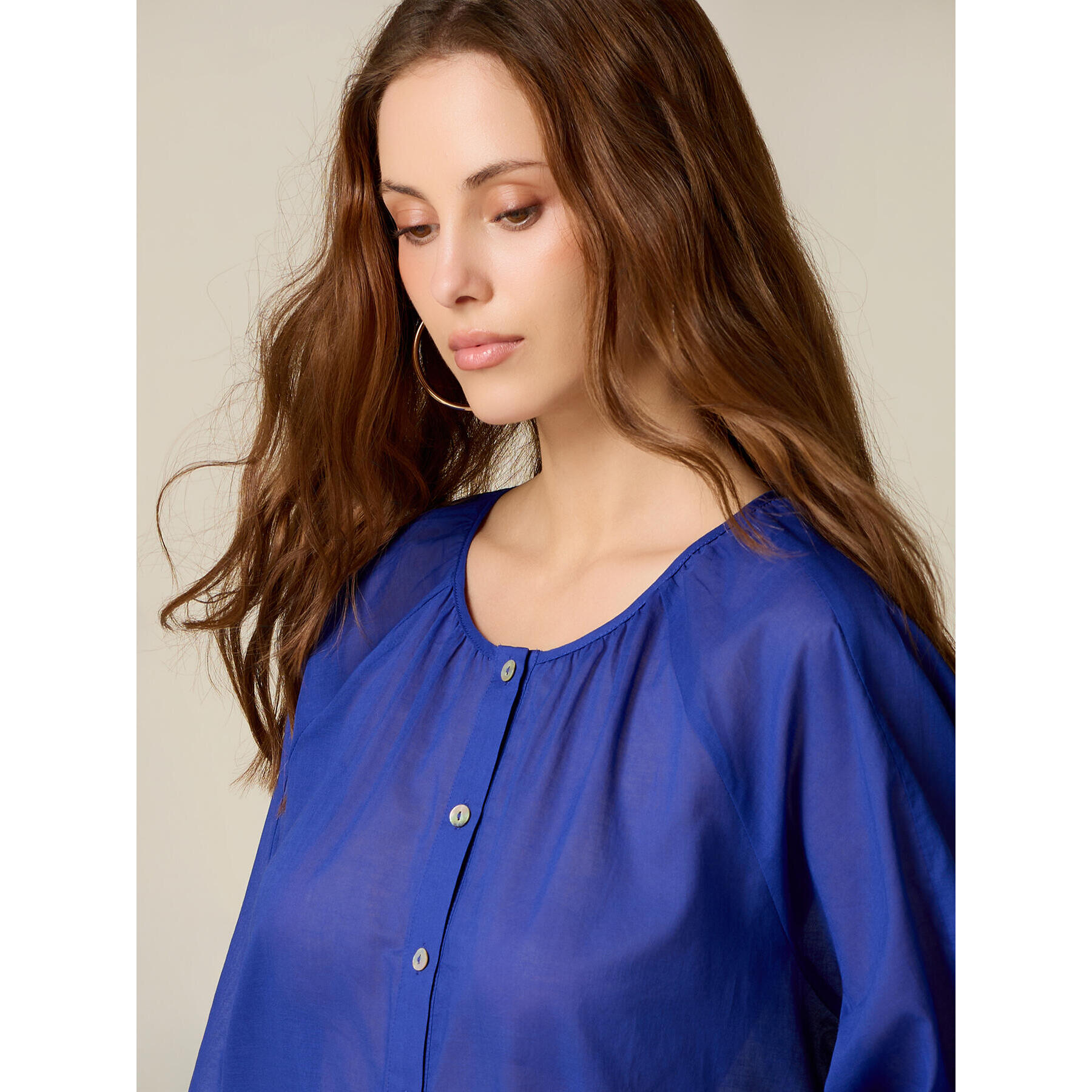 Oltre - Blusa in mussola di cotone - Bluette