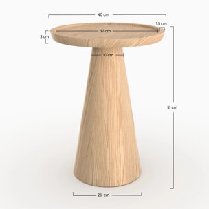 Table d'appoint en placage chène blanc, D40 cm - Côme