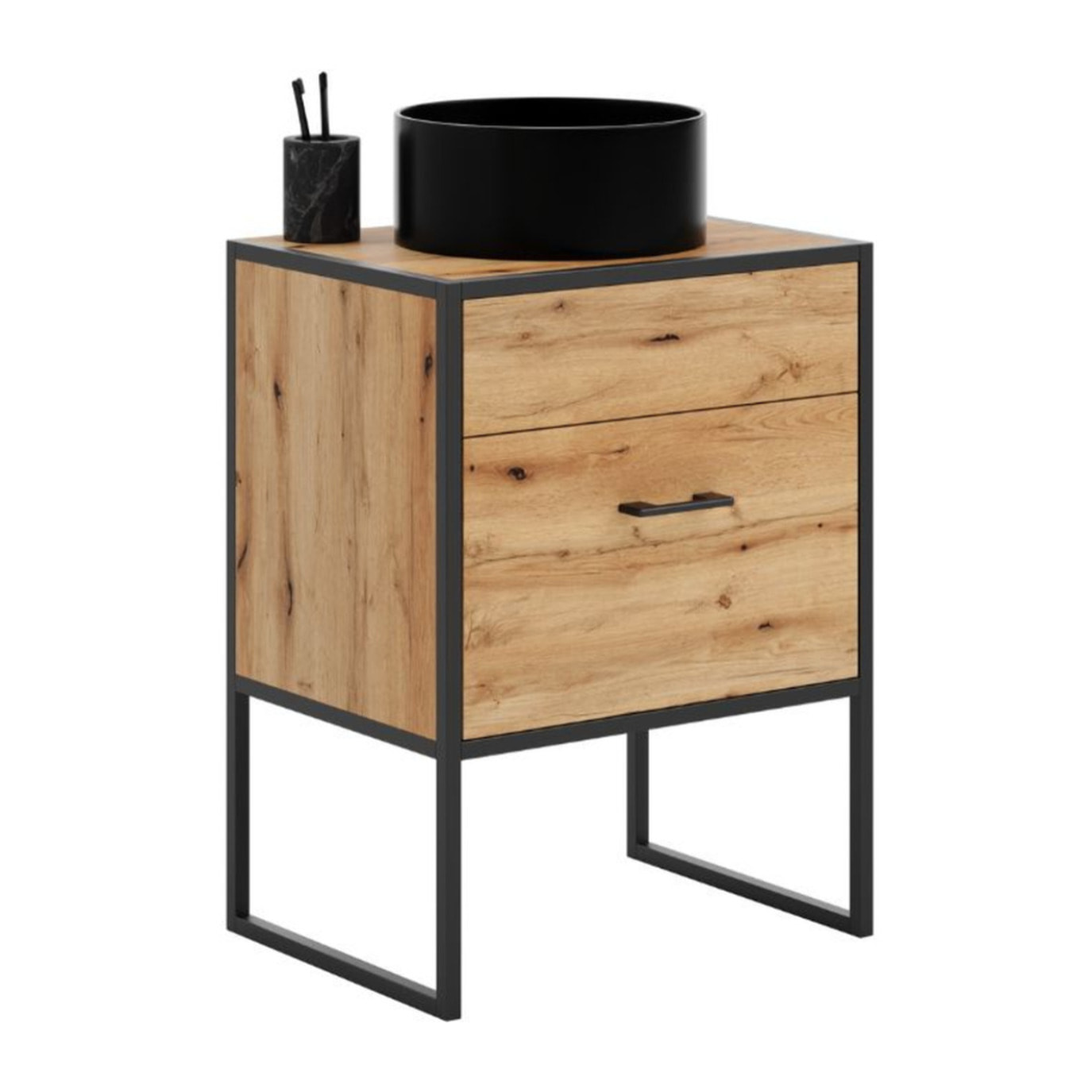 Mobile bagno AURA in rovere e metallo stile industrial