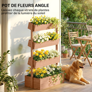 Jardinière bois pré-huilé 4 niveaux dim. 85 x 45 x 140 cm