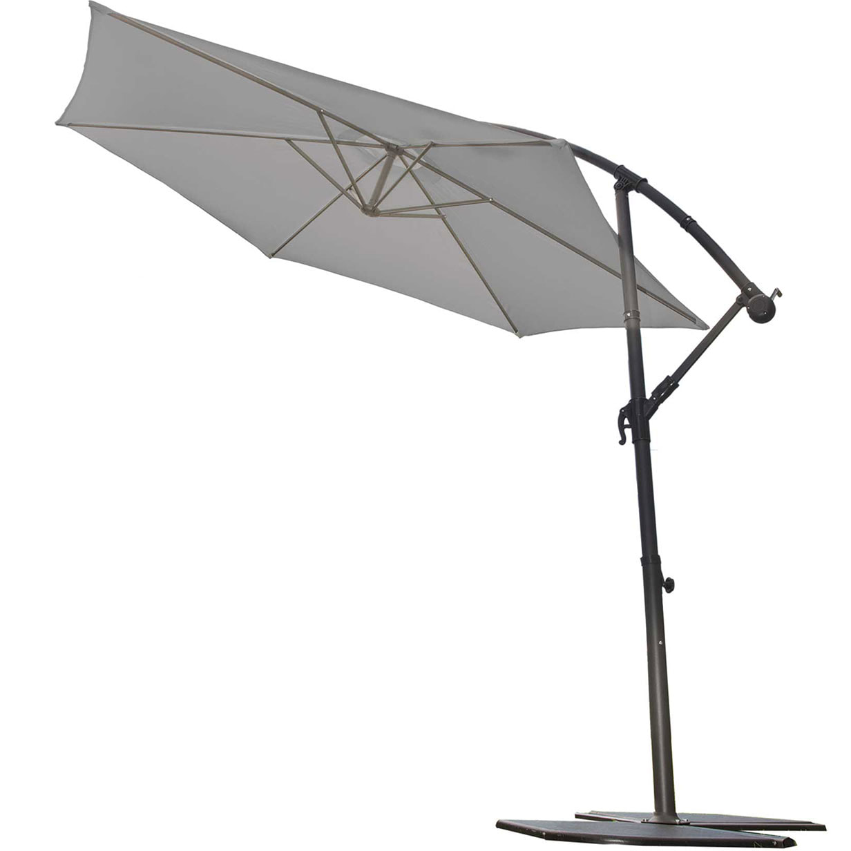 Parasol Ø 3 m Mat Déporté à Manivelle - Gris Perle