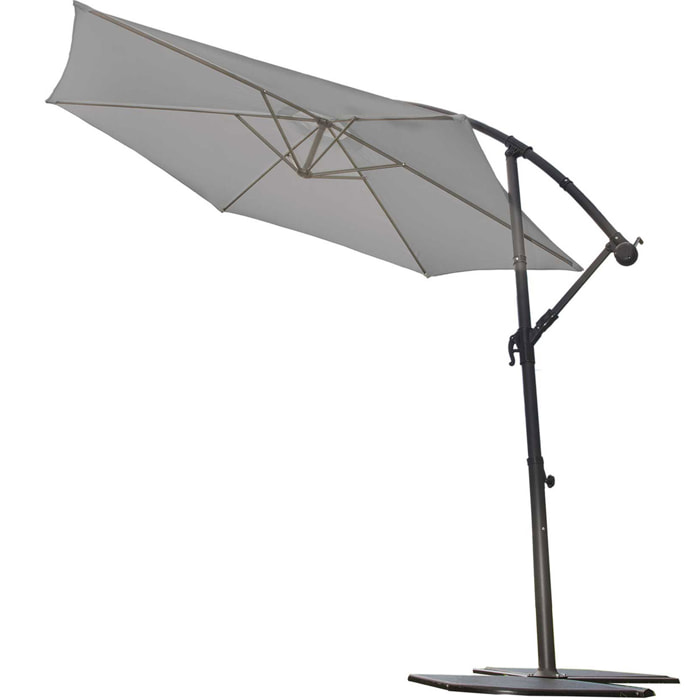 Parasol Ø 3 m Mat Déporté à Manivelle - Gris Perle