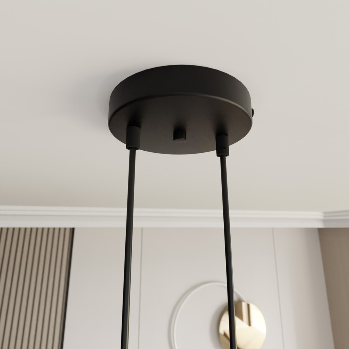 Lampada a sospensione MOTIF in acciaio nero e tessuto beige