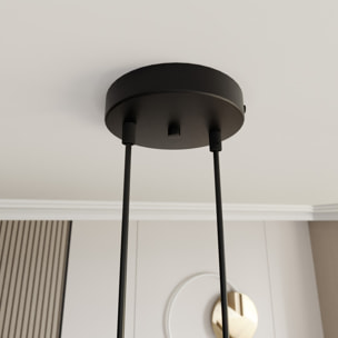 Lampada a sospensione MOTIF in acciaio nero e tessuto beige