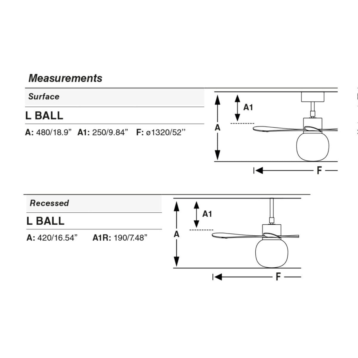 AMELIA L BALL LED Ventilatore  nero