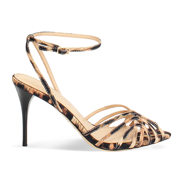 Sandalias de tacón leopardo con tacón de 9 cm