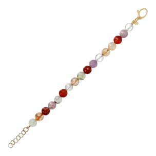 Bracciale in Argento 925 Placcato Oro Giallo 18kt con Pietra Naturale Quarzo Multicolore