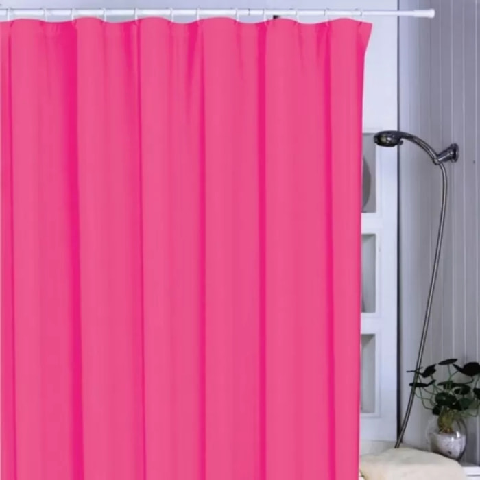 Rideau de douche Plastique PVA 180x200cm Rose Fuschia - Anneaux inclus MSV