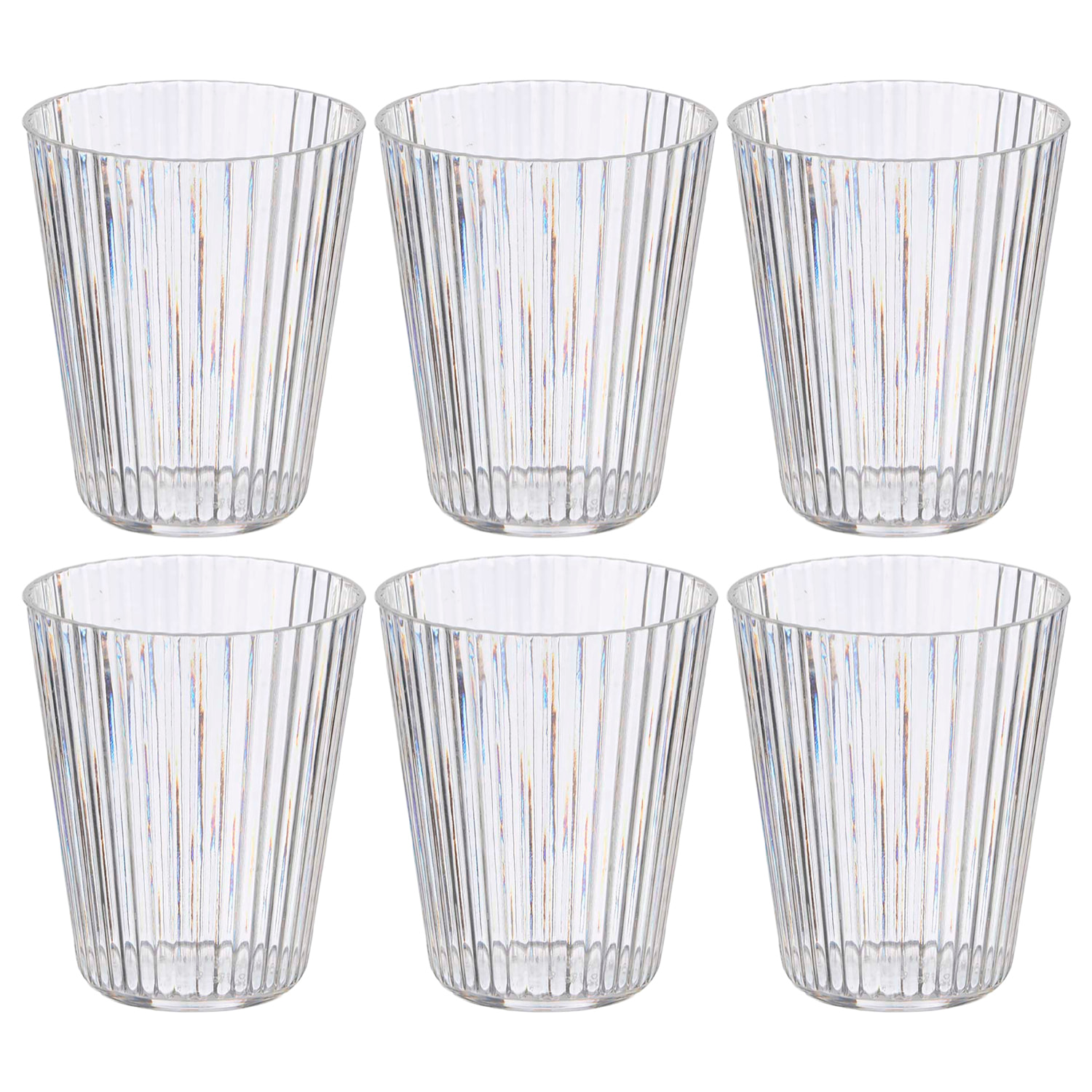 Pack 6 vasos de rayas transparentes. 300 ml